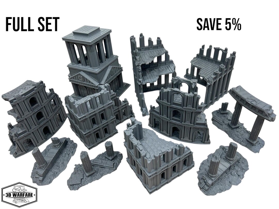 Gothic Ruined Column Buildings Set Scenery Terrain for 28/32mm Tabletop ...