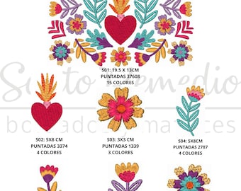Machine embroidery design boho flower milagritos folk style includes 7 designs machine embroidery design boho flower folk Mexican