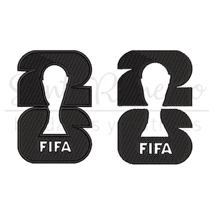 Puede incluir: Dos diseños bordados en negro con el número 23 y una silueta blanca de una persona en el centro. La palabra "FIFA" está bordada en blanco en la parte inferior de cada diseño.