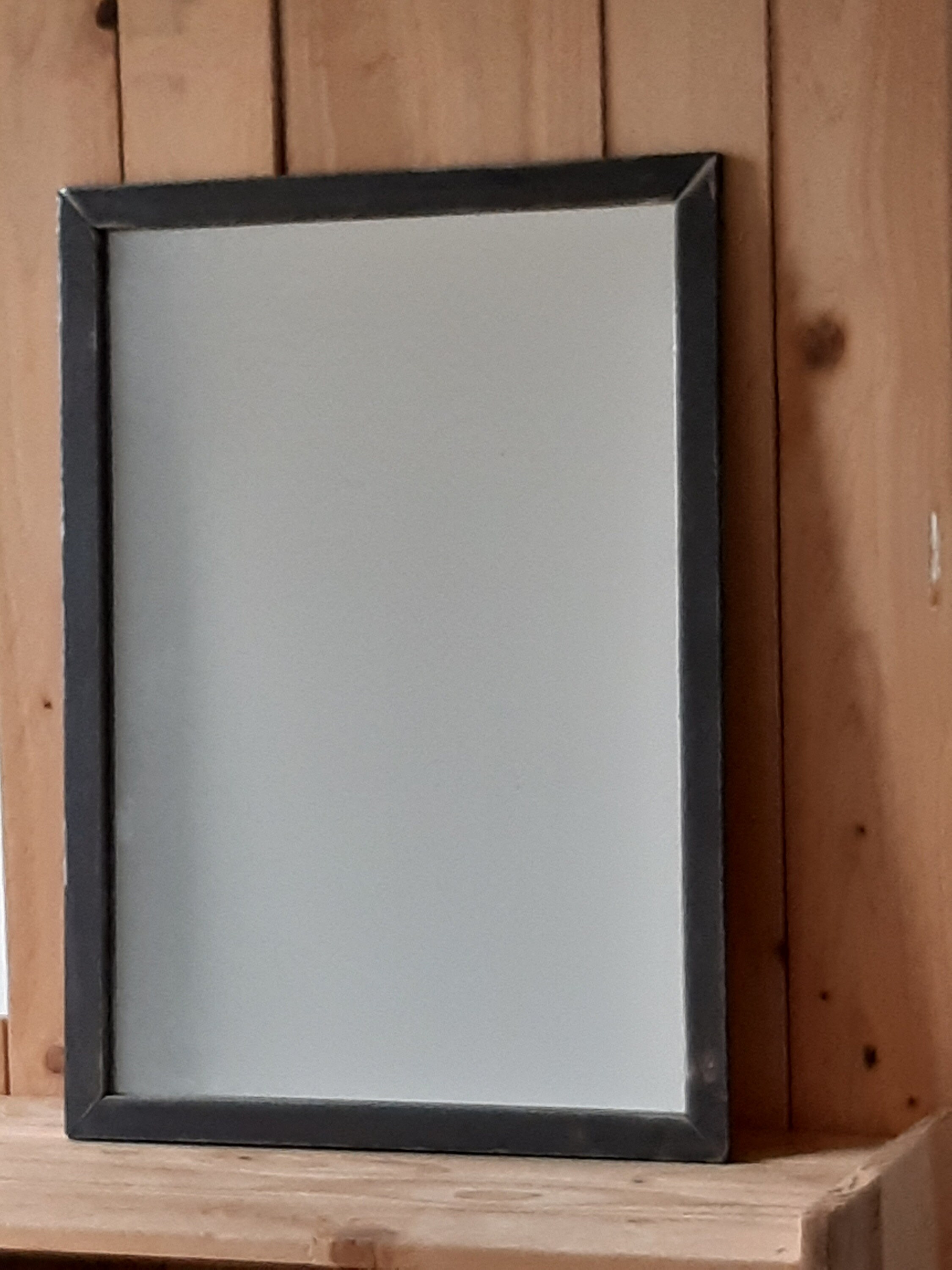 Miroir Ancien avec Cadre Acier Rectangulaire