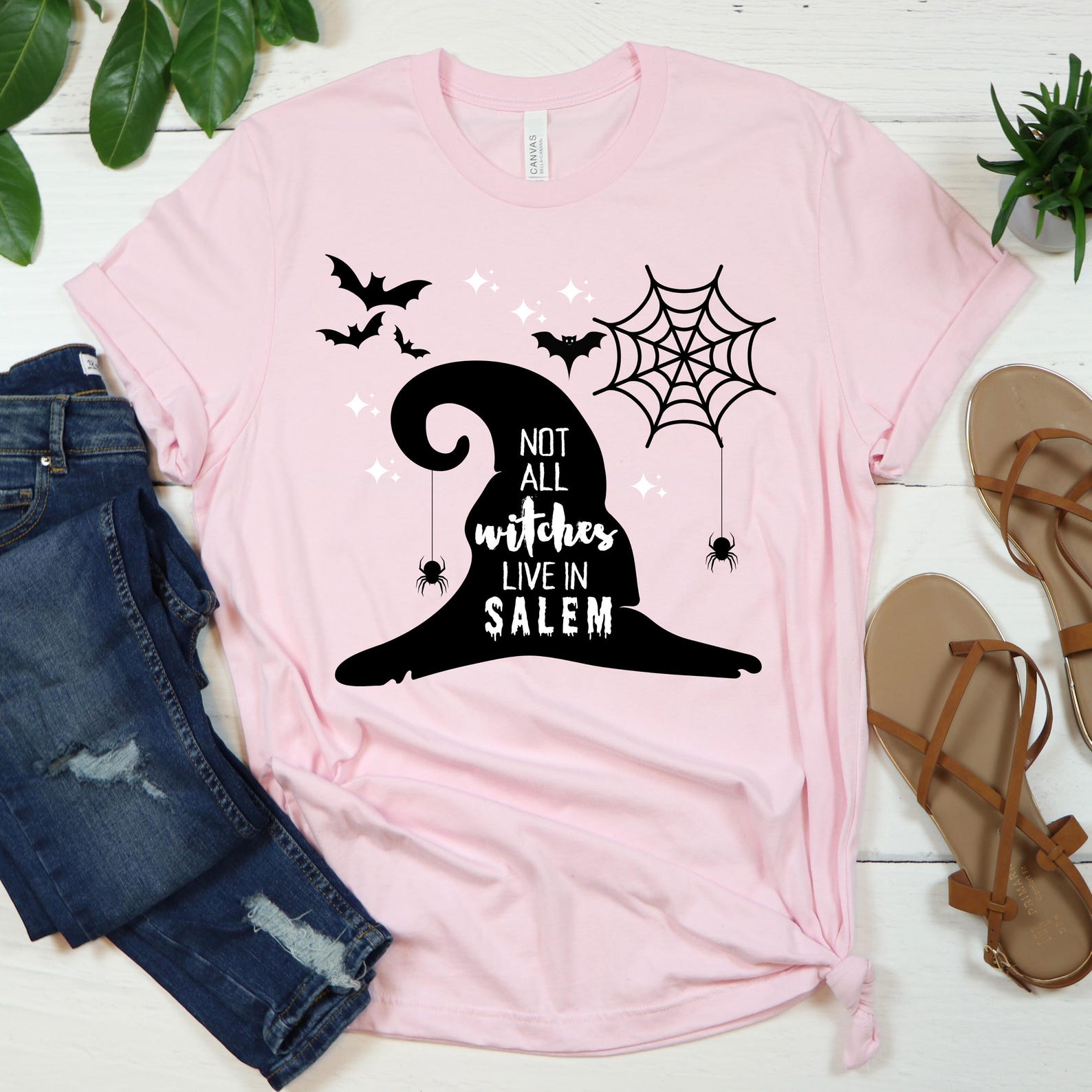 Not All Witches Live In Salem - Family Personalized Custom Unisex Sweatshirt With Design On Sleeve - Halloween Gift For Mom, Grandma