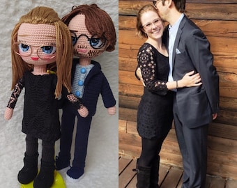 Anniversary Gift For Couples, Personalized Doll, Mini Me Doll, Custom Couple Doll From Photo, Firs Mother's Day Gift