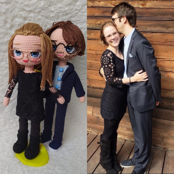 Anniversary Gift For Couples, Personalized Doll, Mini Me Doll, Custom Couple Doll From Photo, Firs Mother's Day Gift