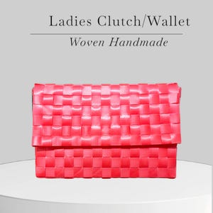 Free postage - Ladies Bayong Plastic Magnetic Lock Clutch Wallet Bags Woven Handmade Various colours