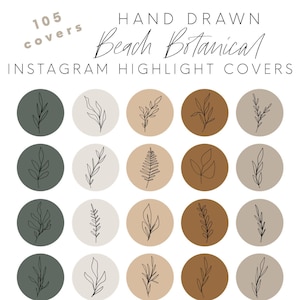 105 Botanical Instagram Highlight Covers, Beach Instagram Icons, Neutral Instagram Covers, Blue Story Covers, Natural Instagram Aesthetic