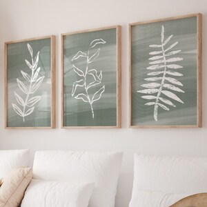 Set of 3 Green Botanical Prints | Digital Botanical Prints | Botanical Wall Art | Boho Botanical Prints | Set of 3 Botanical Art Prints