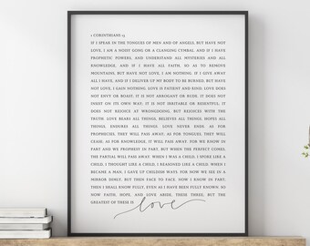 1 Corinthians 13 Print, Bible Verse About Love, Love is Print, Scripture Wall Art, Minimalist Bible Verse, Christian Wedding Anniversary