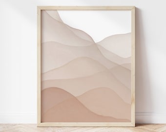 Boho Abstrakt Beige Berge | Aquarell Berge | Neutraler Landschaftsdruck | Beige Druck | Abstrakte Berg druckbare Wandkunst | Dekor