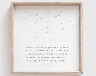 Matthew 6:26 Print, Square Print, Birds of the Air Print, Matthew Bible Art, Bible Verse Art Print Digital, Modern Christian Decor, Digital