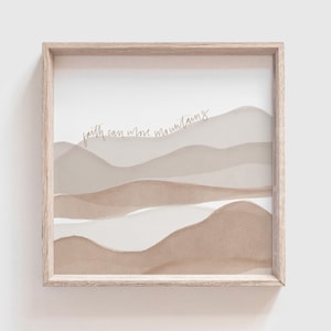 Faith Can Move Mountains Print, Square Christian Wall Art, Abstract Christian Art, Abstract Verse Art, Christian Gift, Mountain Verse Print