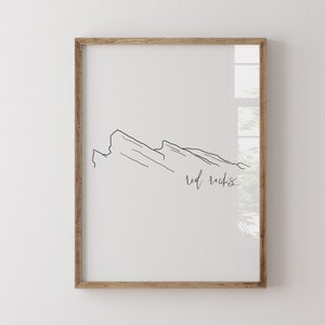 Red Rocks Print | Mountain Print | Minimal Wall Art | Minimal Mountain Print | Mountain Line Art | Colorado Print | Minimal Boho
