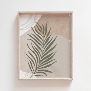 Abstract Botanical Print Digital, Neutral Botanical Prints, Neutral Abstract Art Prints, Botanical Art Print, Fern Print, Green Fern Prints