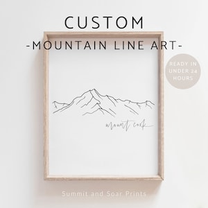 Custom Mountain Line Art Print, Minimalist Mountain Line Art, Custom Minimalist Line Art Drawing, Mountain Wall Art, Mountain Drawing Custom