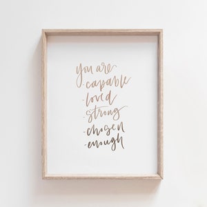 You Are Print, Inspirational Wall Art, Positive Affirmations Wall Art, Positive Prints Kids, Office Print, Inspirational Wall Art for Women