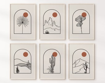 Desert Print Set, Boho Desert Print Set, Southwestern Print Set Digital Download, Beige Prints, Desert Landscape Prints, Southwestern Decor