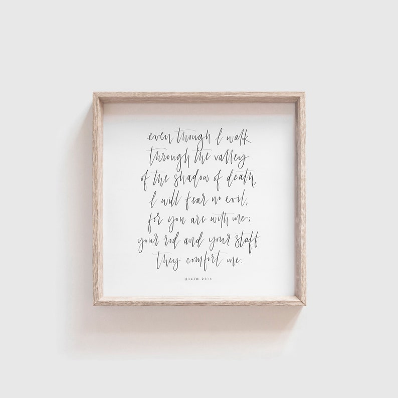 Scripture Square Psalm 23:4 Print, Square Christian Art Print, Square Scripture Print ...