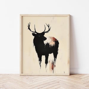 Deer Wall Art, Abstract Deer Print, Rustic Deer Painting, Woodland Print, Woodland Animal Art Kids, Man Cave Wall Art, Forest Animal Print