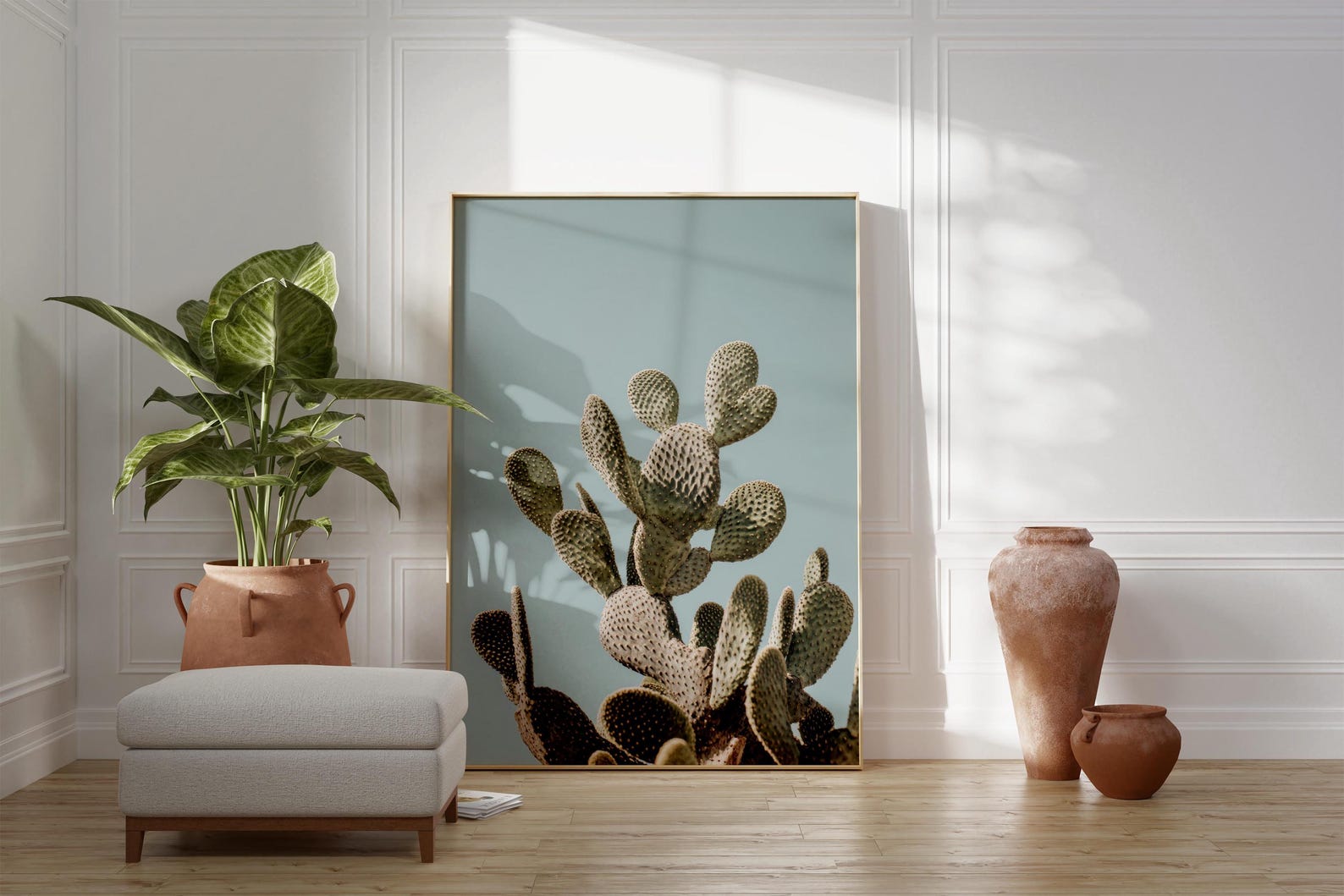 Prickly Pear Cactus Print, Desert Wall Art, Sage Green Botanical Art ...