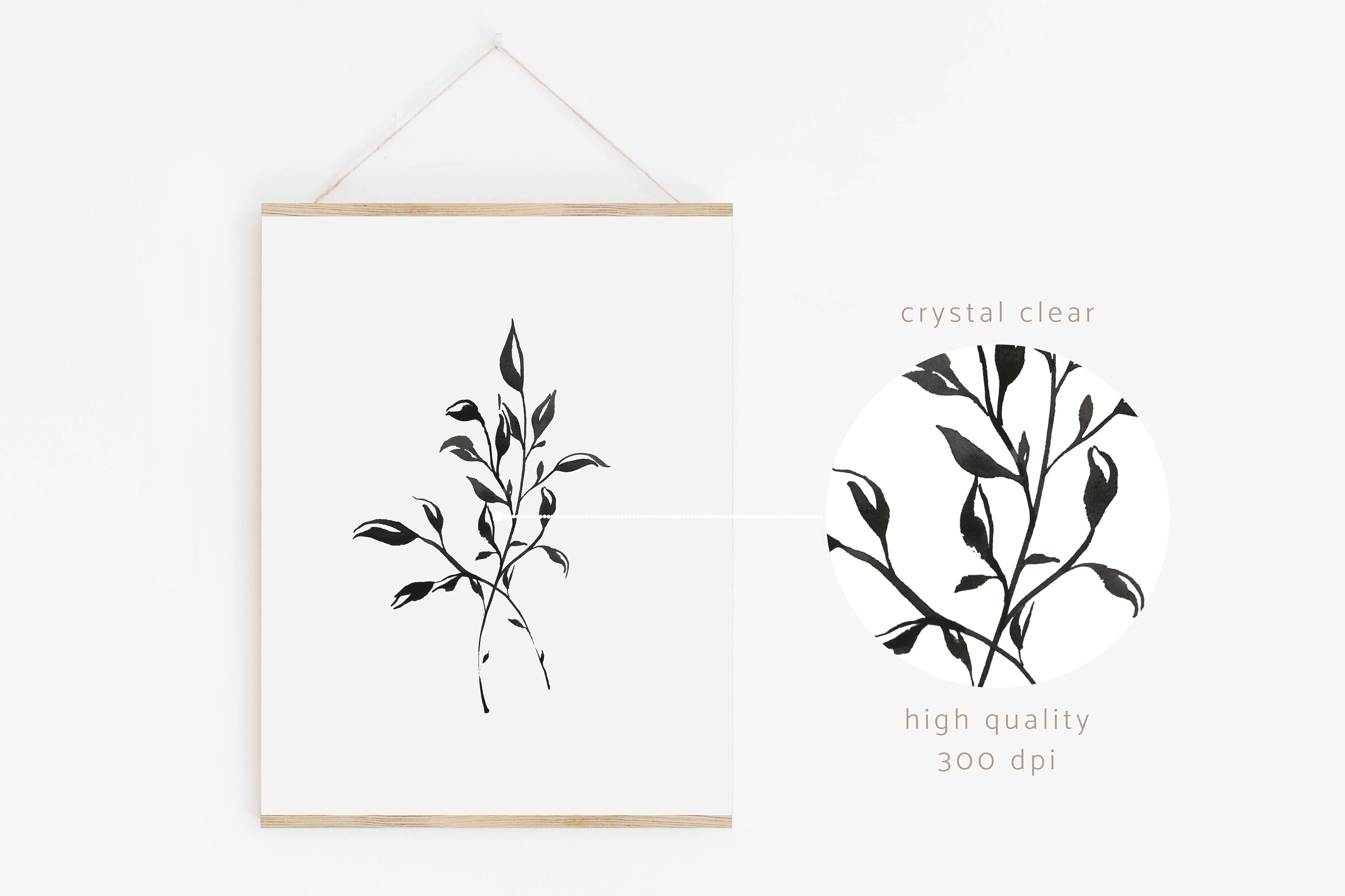 Black and White Botanical Print Set of 3, Botanical Wall Art Set ...