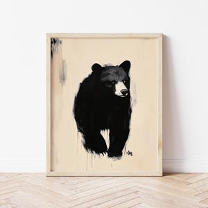 Black Bear Abstract Wall Art, Bear Digital Print, Woodland Animal Print, Bear Print, Bear Art Kids, Rustic Wall Art, Black Bear Wall Art