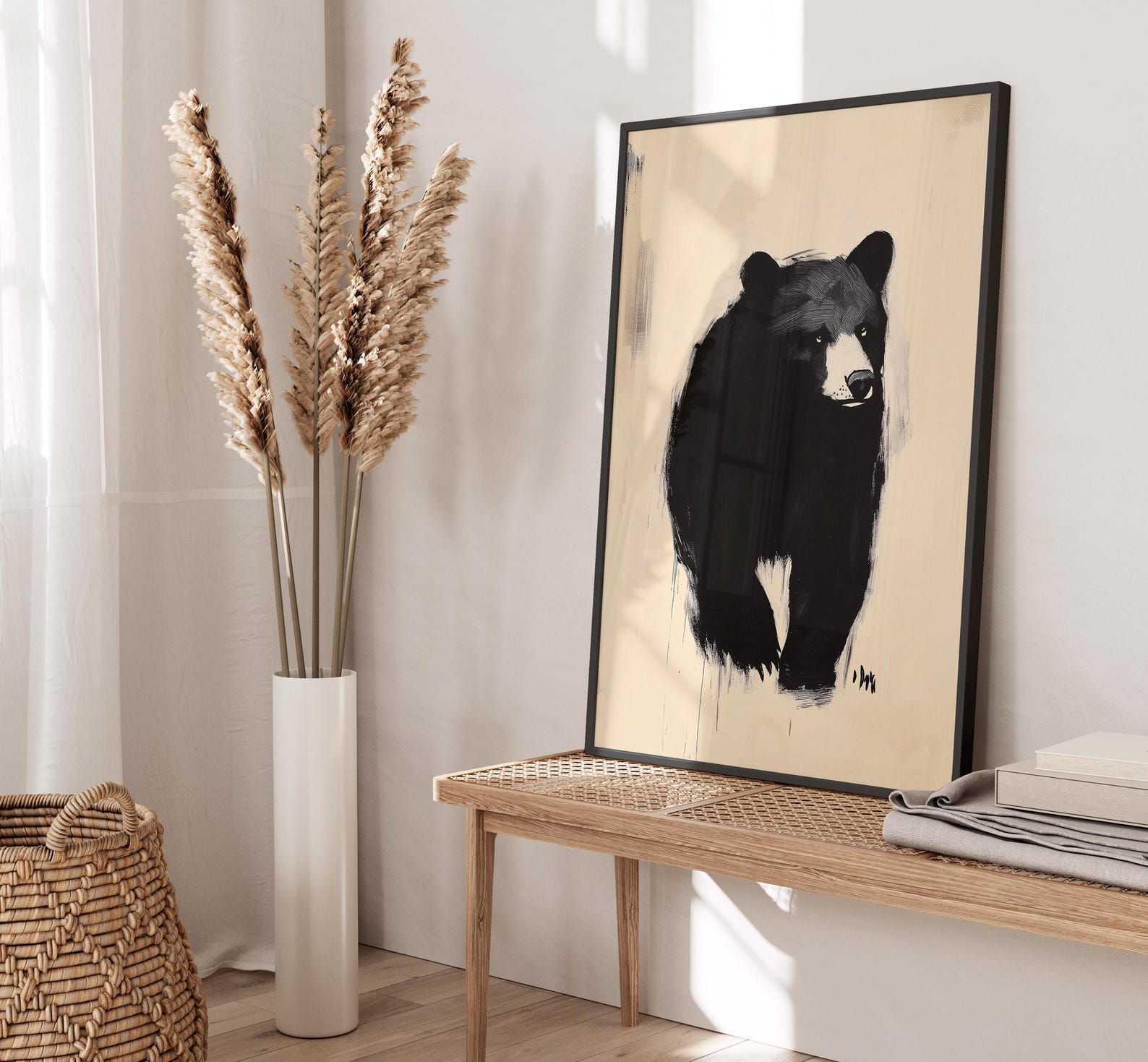 Black Bear Abstract Wall Art, Bear Digital Print, Woodland Animal Print ...