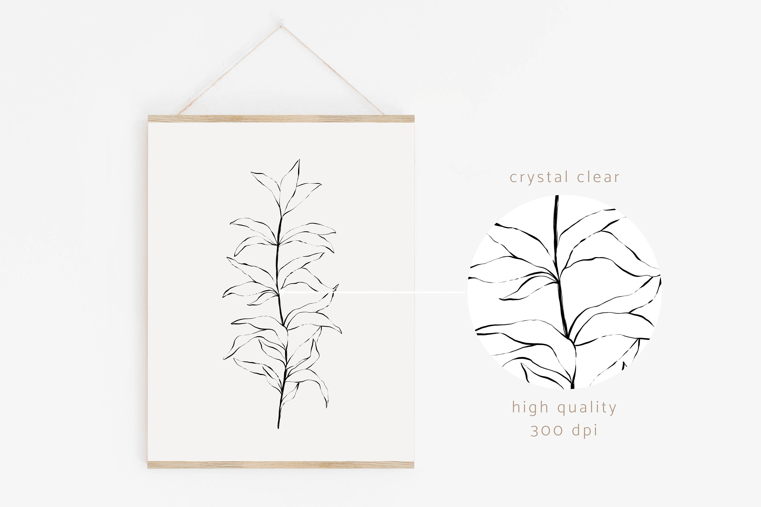 Black and White Botanical Print Set, Minimalist Botanical Digital ...
