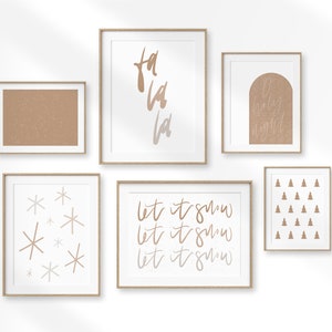 Boho Christmas Prints Set of 6, Christmas Wall Art, Neutral Christmas Prints, Christmas Decor, Holiday Wall Art, Boho Holiday Print Set of 6