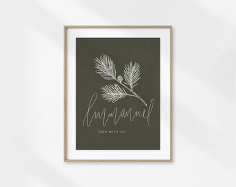 Immanuel God With Us Print, Christmas Print, Christmas Religious Print, Immanuel Print, Christmas Wall Art, Christmas Christian Print