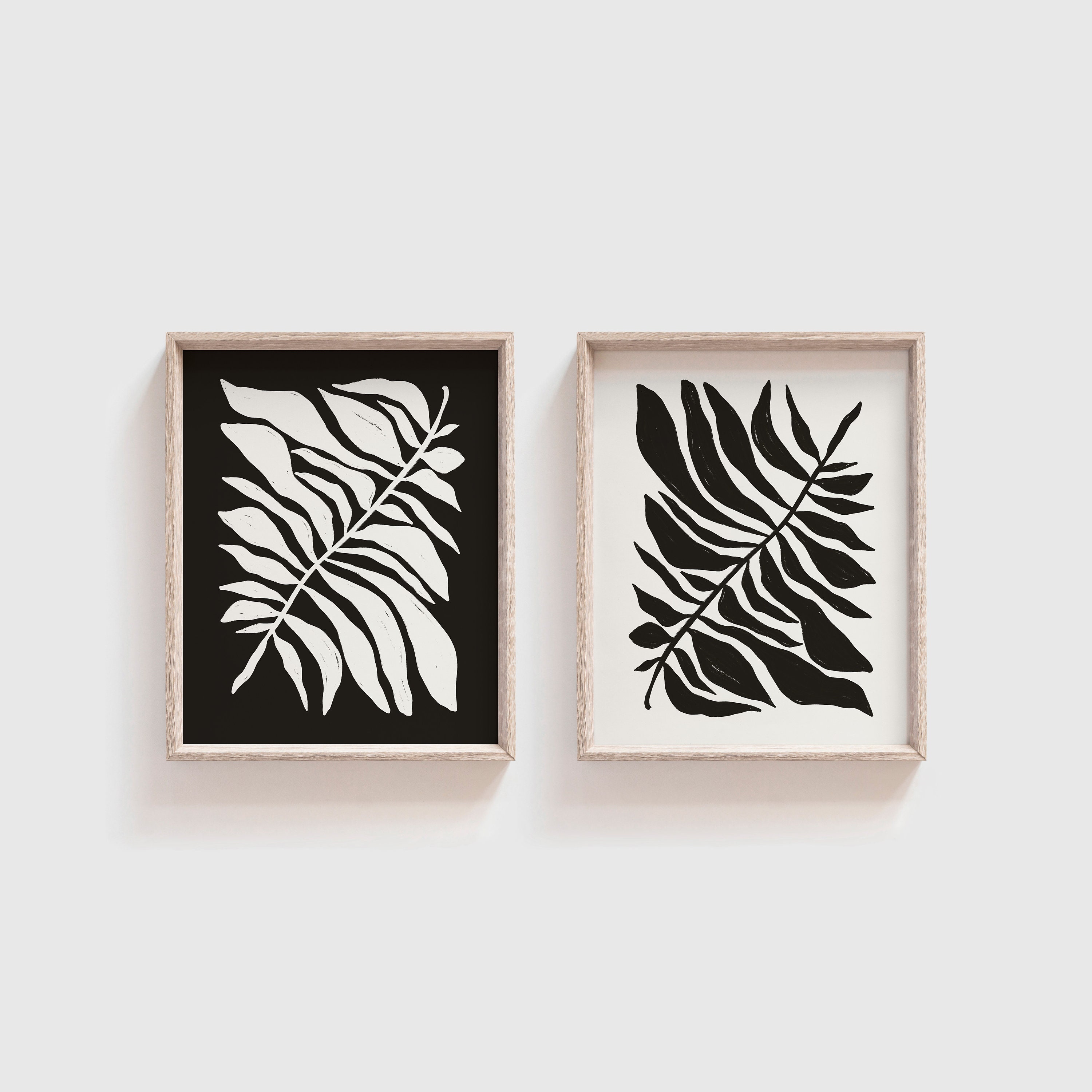 Black and White Abstract Botanical Wall Art Set of 2 off White, Black ...