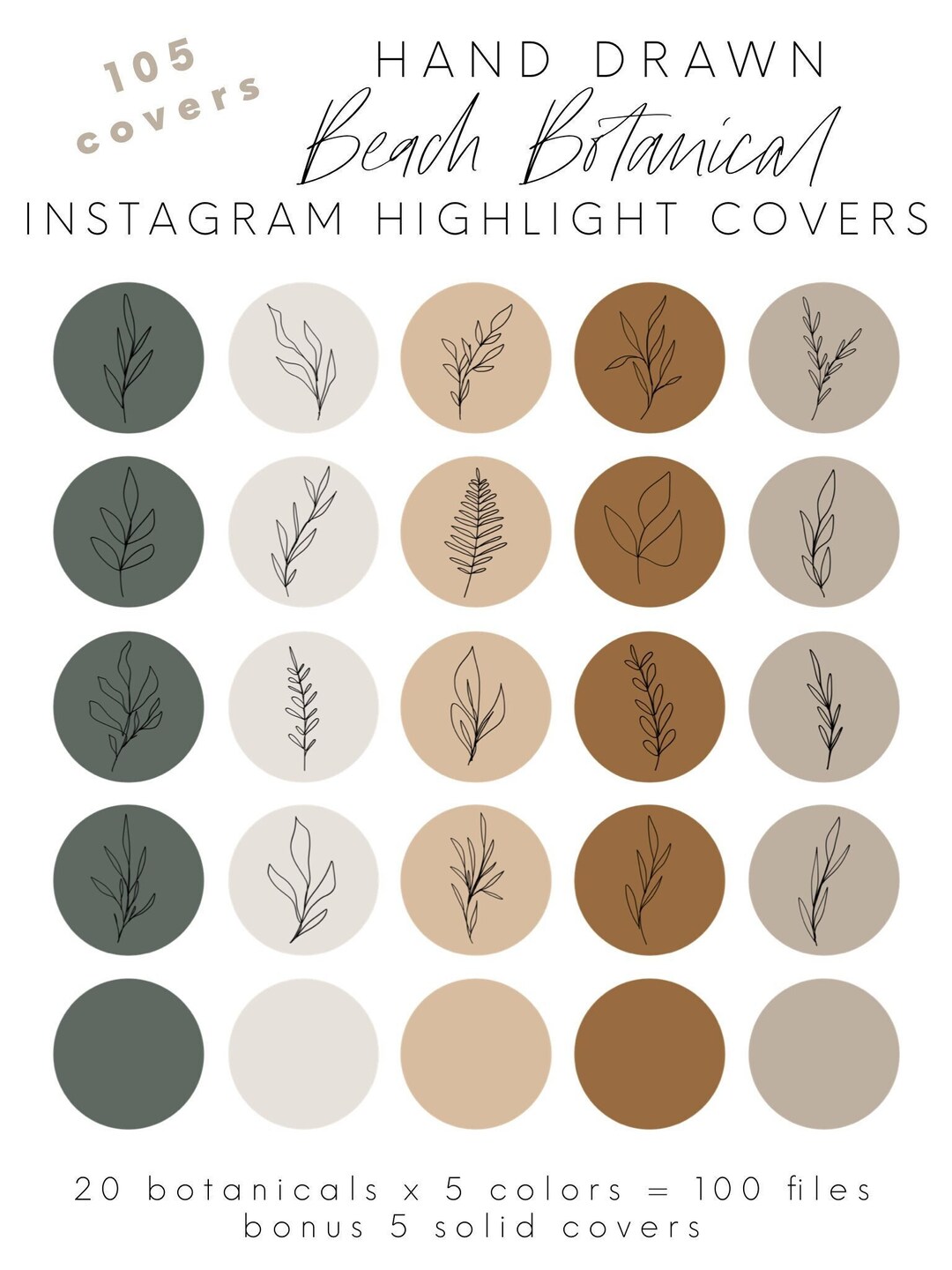 105 botanische Instagram Highlight Cover, Strand Instagram Icons ...