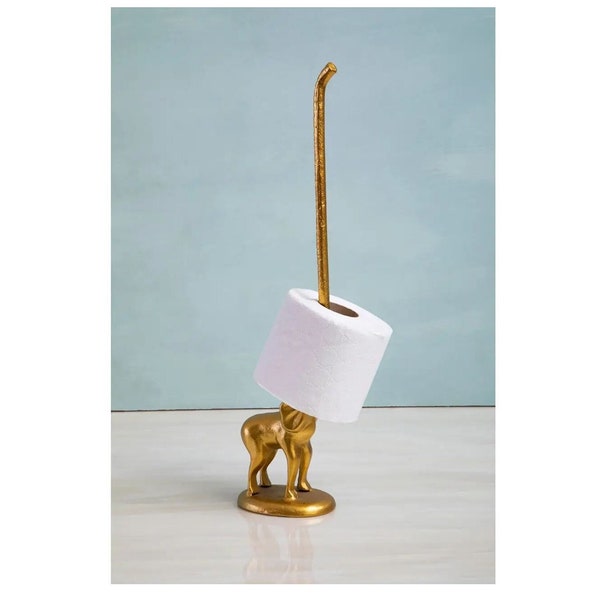 Toilet Roll Holder Gold Elephant With Tail Figure Fauna Free Standing Organiser Kitchen Towel Roll Holder