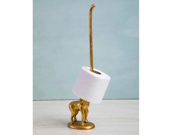 Toilet Roll Holder Gold Elephant With Tail Figure Fauna Free Standing Organiser Kitchen Towel Roll Holder