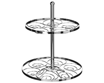 33cm 2 Tier Chrome Spiral Reflective Metal Cup Cake Stand Elegant Holder Decorative Centrepiece