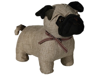 Pug Shaped Fabric Door Stop Stopper Cream Home Bedroom Decor Ornament Doorstop