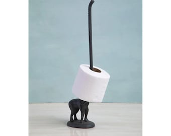 Toilet Roll Holder Grey Elephant With Tail Figure Fauna Free Standing Organiser Kitchen Towel Roll Holder