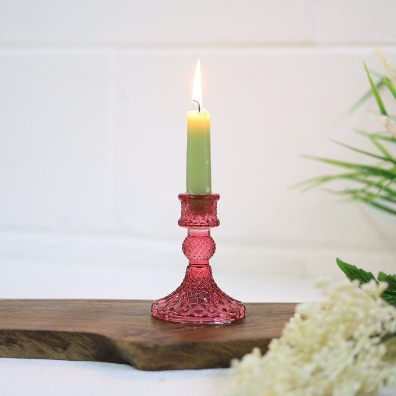 Dinner Candle Holder Jewelled Design Home Decor Glass Vintage Design Holders Candles Room Home Wedding Table Decor Pink