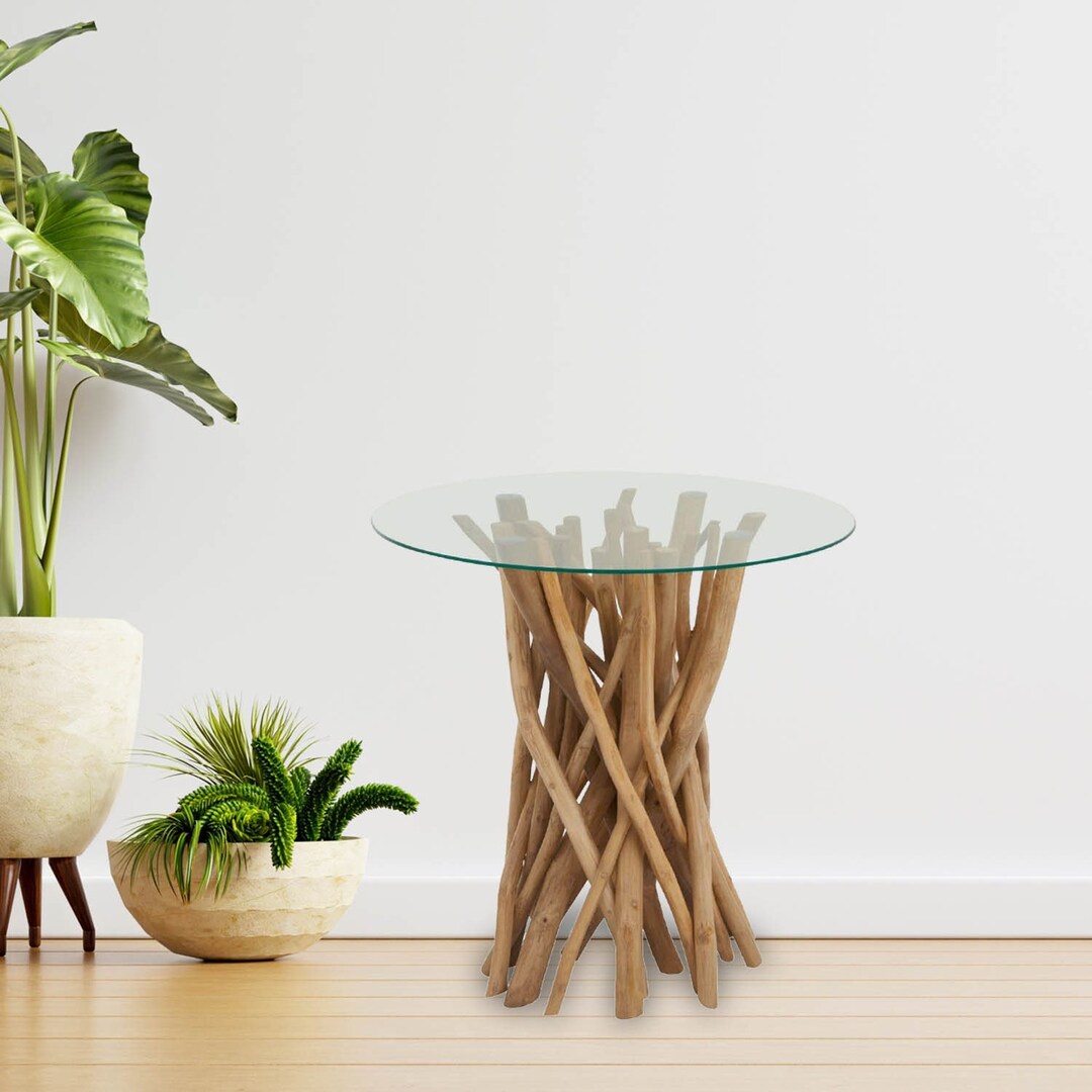 61cm Malang Wooden Rustic Teakwood Branch Legs Boho Wood Side Etsy UK