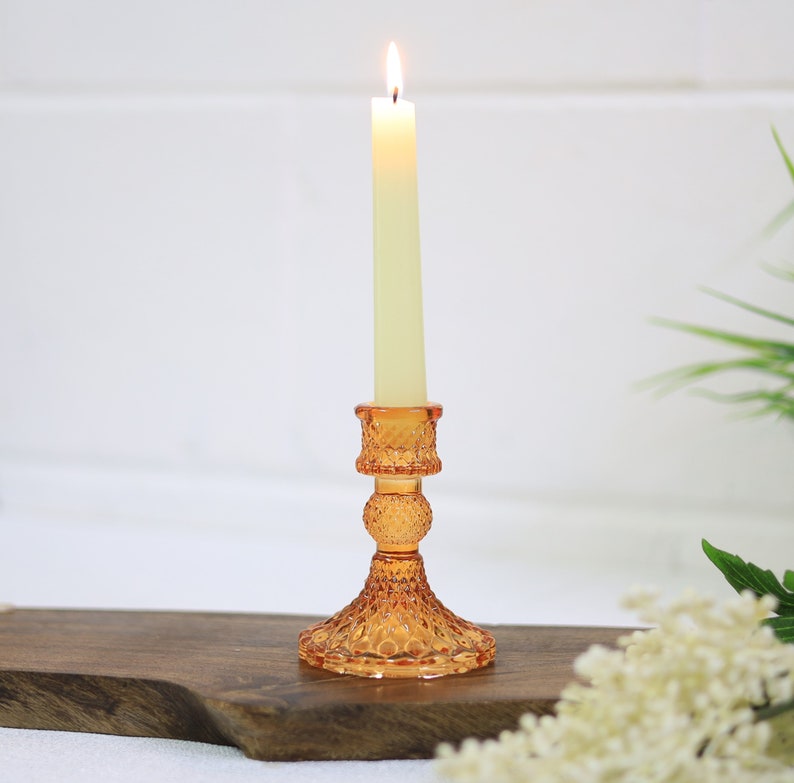 Dinner Candle Holder Jewelled Design Home Decor Glass Vintage Design Holders Candles Room Home Wedding Table Decor Orange