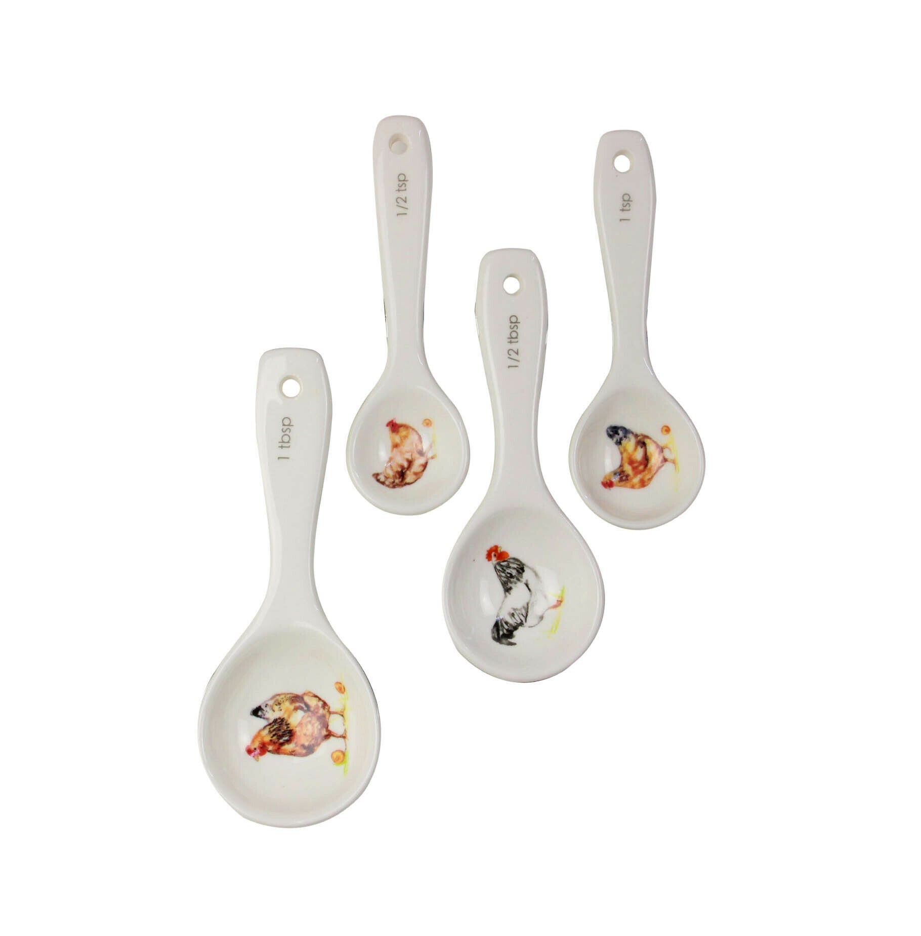 Ceramic Measuring Spoons Gift Set Multi-color Floral Design Gold Detail  Signature Kitchen Collection — Mary DiSomma