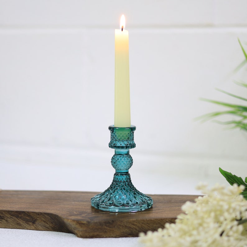 Dinner Candle Holder Jewelled Design Home Decor Glass Vintage Design Holders Candles Room Home Wedding Table Decor Blue