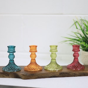 Dinner Candle Holder Jewelled Design Home Decor Glass Vintage Design Holders Candles Room Home Wedding Table Decor 4 - One Each Colour