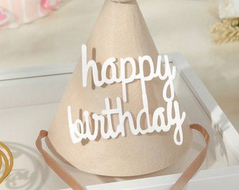 Kids Birthday Hat | Beige | Simple Modern Baby Birthday Party