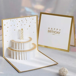 3D Grußkarte zum Geburtstag | Metallic Gold | Happy Birthday Rohling