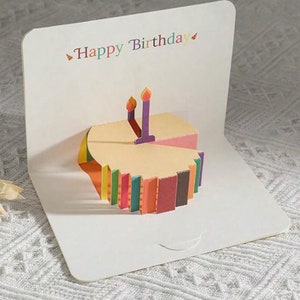 3D alles Gute zum Geburtstag Grußkarte | Pop-Out-Kuchen Design | Rohling | Regenbogen