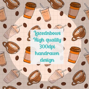 Fall Coffee seamless pattern Png digital download 300 dpi instant download for tshirts sweater mug surface design shirt