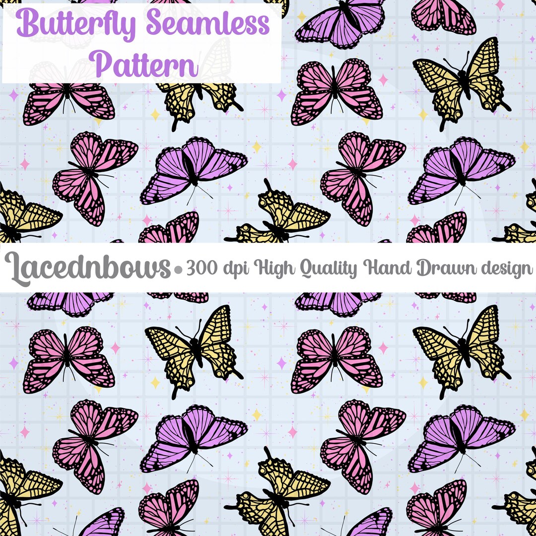 Butterfly Seamless Pattern | Pink Purple Yellow Monarch Digital Paper ...