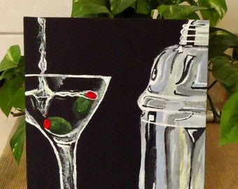 Peinture acrylique Manhattan Cocktail Olive Bar, Moderne, Art, Shaker à  cocktail réaliste, Boisson, Boisson, Boisson, Boisson peinte Photoréaliste  -  France