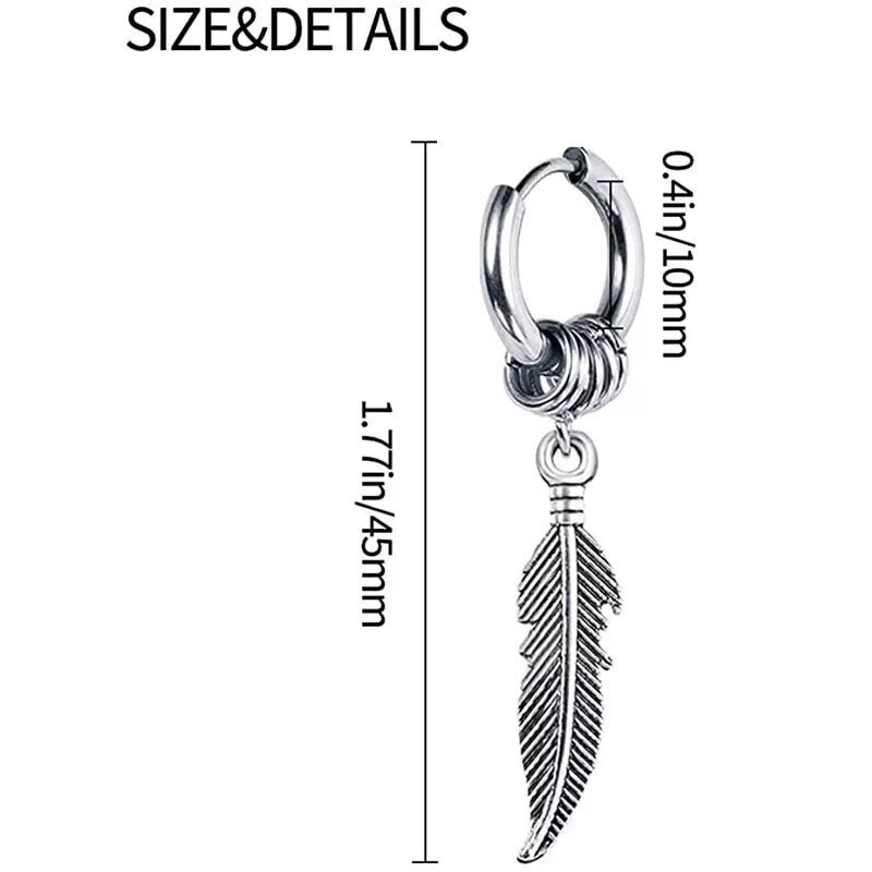 Men Earrings Feather Dangle Earrings Feather Pendant Hoop - Etsy UK