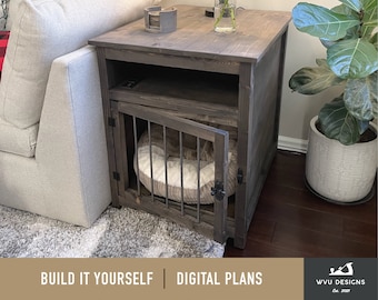 DIY BUILD PLANS for Dog Bed End Table with Usb-Outlet, Instant Digital Printable Pdf, Customizable Wood Dog Bed Crate Furniture, Custom Pet