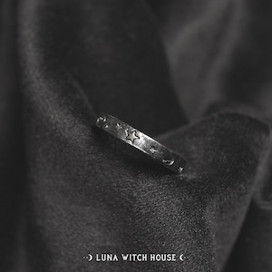 Grunge Star & Moon Adjustable Ring – Witch Unisex Jewelry, Gothic Celestial Ring, Occult Symbol Ring, Witch Accessories, Dark Aesthetic Ring